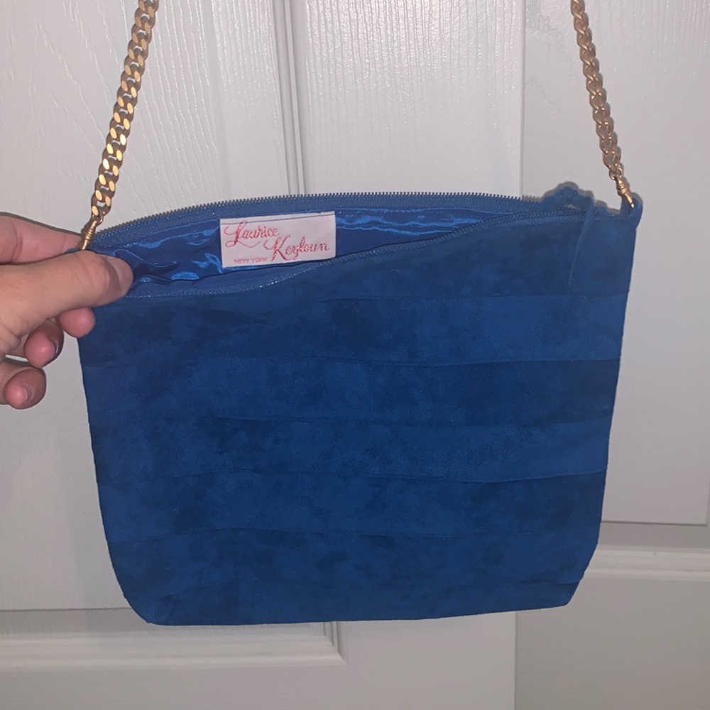 Vintage Laurice Keyloun blue purse with gold strap